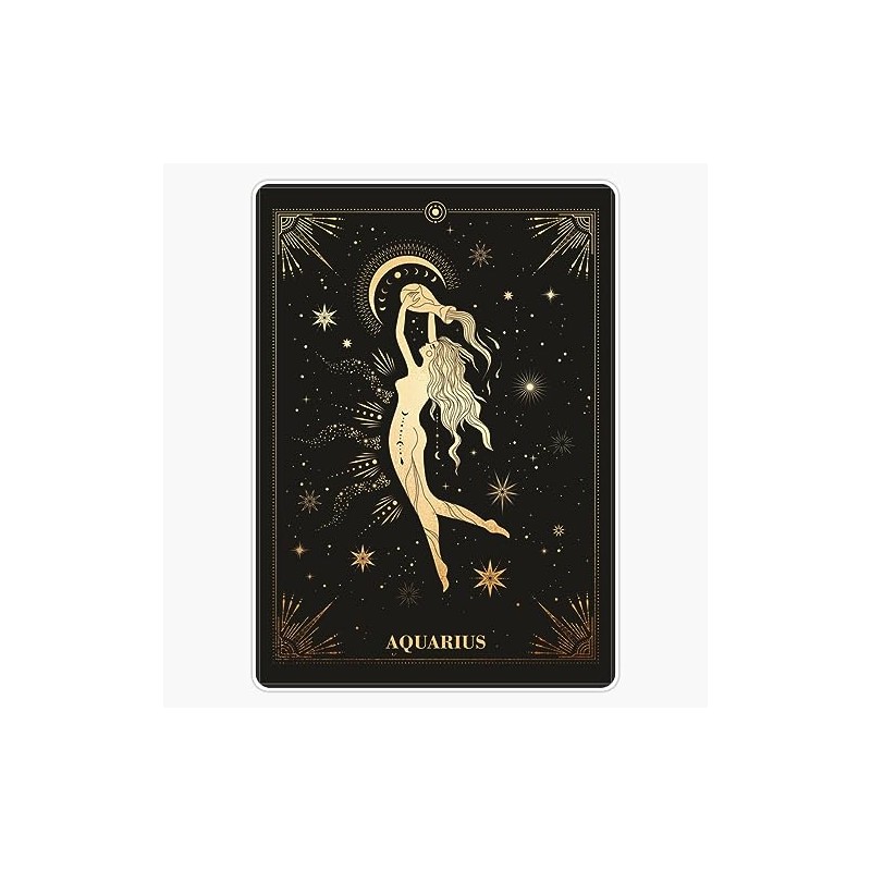 Aquarius Zodiac Sign Gold Sticker Bumper Sticker Vinyl Decal 5"