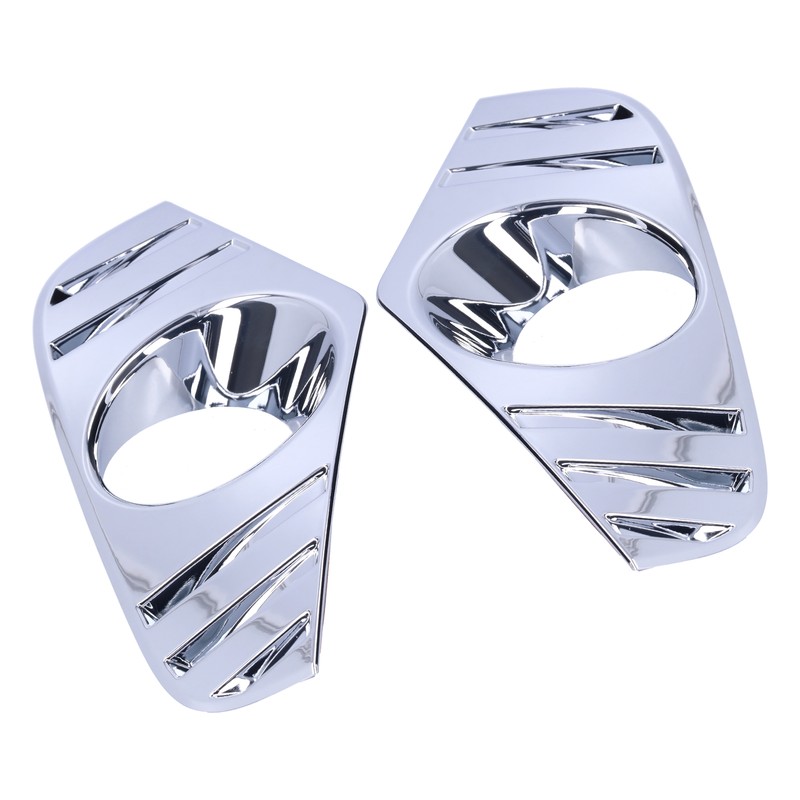 Pair Chrome Front Fog Light Cover Lamp Trims Paste Mounting