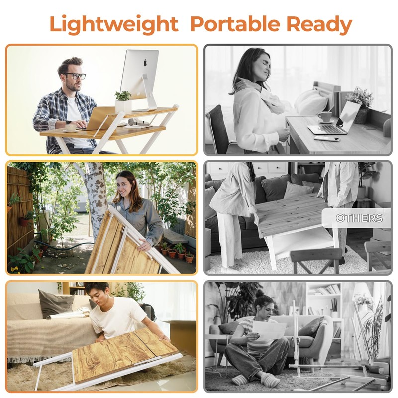 GreenForest No Assembly Folding Desk, 2-Tier Compact Computer Desk with