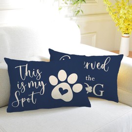 Dog Lumbar Pillow Covers Navy Blue Double-sided printed Reserved for The Dog Funny Pet Paw Decor Cushion Cover Pet Dog Lover Pillowcases 12”×20” For Dog Lovers Moms Girls Women Gifts (Blue)