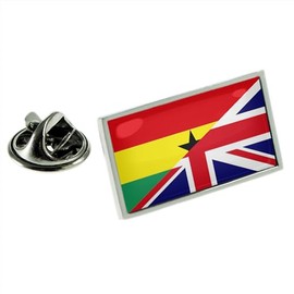 United Kingdom UK & Ghana Split Flag Silver Lapel Pin Badge