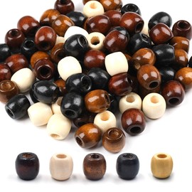 250 Wooden Beads Set, Five-Color Wooden Beads, Natural Barrel-Shaped Wooden Beads, Craft Wooden Beads, Suitable for Hair Braids, Bracelets, and Jewelry Making
