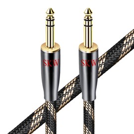 SKW 6.35 mm Stereo Instrument Cable, High-Purity Copper 6.35 mm Jack to 6.35 mm Jack Guitar Cable for Guitar, Sound Card, Amplifier, Mixer, Active Speaker - 5 m