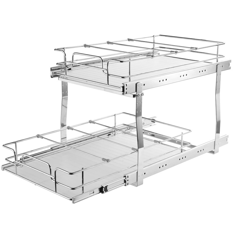 VEVOR Pull Out Cabinet Organizer, 14"Wx21"D Heavy 2 Tier Duty