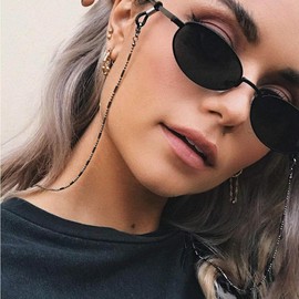 YienDoo Bohemia Women's Eyeglass Anti-skid Glasses Chain Bamboo Beads Glasses Chain Eyeglass Accessories Eyewear Retainer - Eyeglass Strap Holder - Sunglass Retainer Strap (Black)