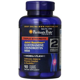 Puritan's Pride Triple Strength Glucosamine, Chondroitin & MSM Joint Soother, 90 Coated Caplets