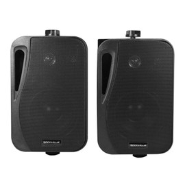 Rockville Pair HP4S BK 4" 360W Outdoor/Indoor Speakers, Swivel Wall Mount, IPX44 Weather Resistant, High-Fidelity Sound, for Home Theater and Patio Use