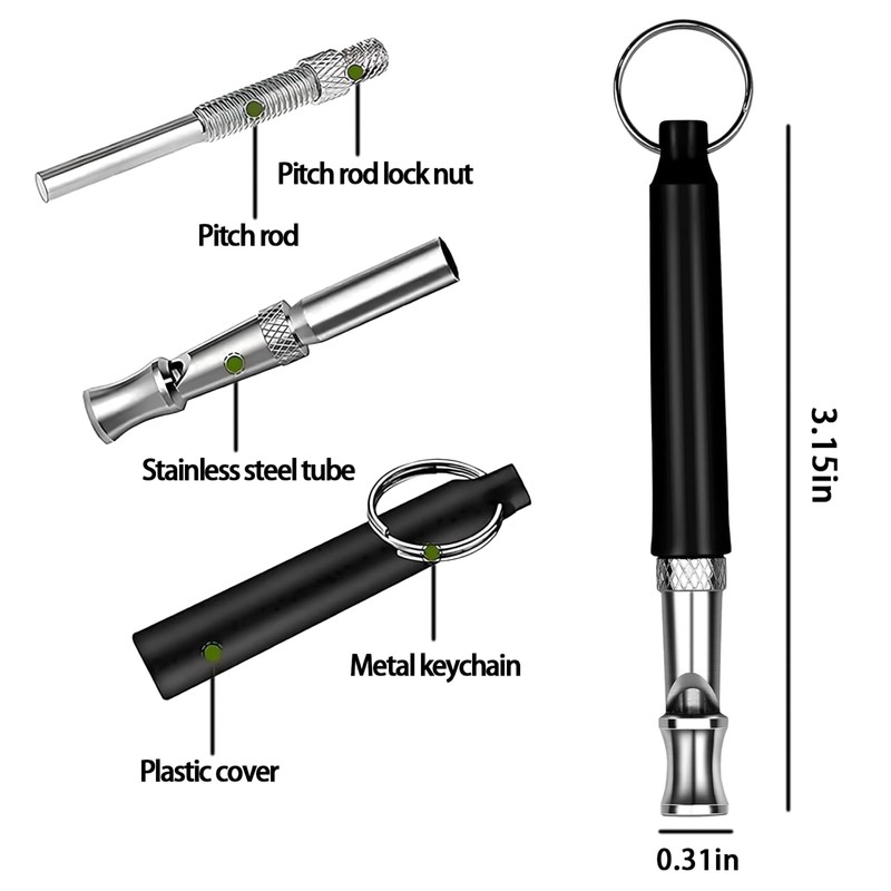 Professional Dog Training Whistle with Lanyard, 3 Adjustable Levels, Ultrasonic