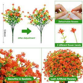 Besteek 20 Bundles Aritificial Flowers for Outdoors Decoration UV Resistant Fake Plastic Plants Faux Flowers Shrubs for Spring Summer Garden Porch Window Box Home Decor, Orange