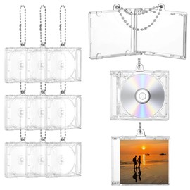 10 Pcs Mini CD Jewel Case Plastic Cd Cases Clear DVD Cover Bulk DVD Jewel Keyring Music Blank Mini Compact Disc Holder Pendant Personalized for DIY Backpack Hanging Decor Gifts