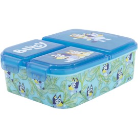 Golddunes Bluey Lunchbox Kids Character 3 Compartment Sandwich Lunch Box School Re-usable Plastic