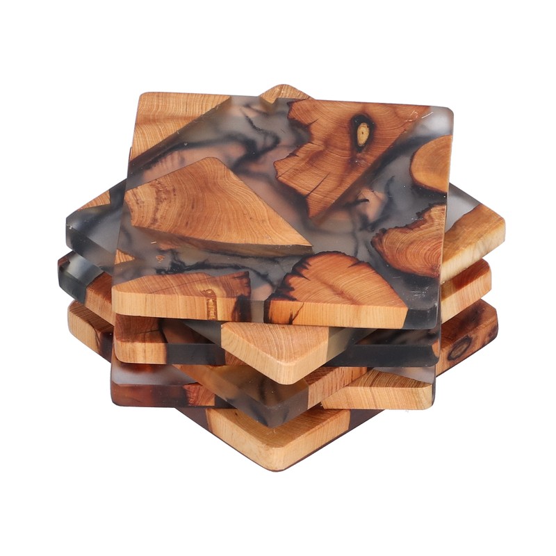6Pcs Wood Coasters Innovative Insulation Cup Mat Pad Craft Works