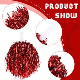 60 Pcs Cheerleading Pom Poms Bulk Cheer Pom Poms Sets Metallic Foil Fun Spirited Cheer Pom Poms with Plastic Handles, Cheerleader Pompoms for Kids Adults Sports Match Cheering Squad (Red & Blue)