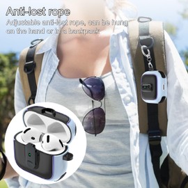 MHYALUDO Kompatibel mit AirPods 4 Case mit Plating Ring, Militärstandard Anti-Fall-Verriegelungsdesign, Vollkörperschutz mit Schlüsselanhänger für AirPods 4th Generation 2024,Hellblau/Schwarz