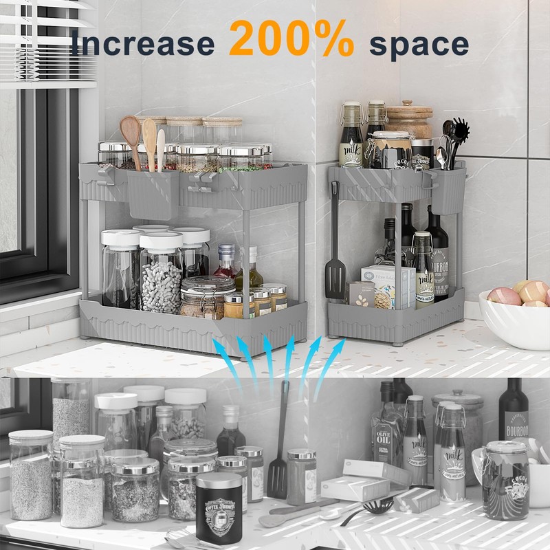 Sevenblue 2 Pack Under Sink Organizer, Under Bathroom Cabinet Organizer