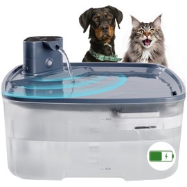 Kenida Dog Water Fountain Wireless,2.1GAL/8L Large Dog Water Fountain Battery Operated, Dog Fountain Water Bowl with Sensor,Wireless Smart Pump,Timer,BPA-Free,Ideal for Large Dogs,Multi-Pet Home