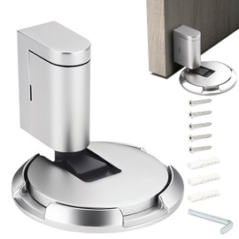 Mechanical Magnetic Door Stopper,Windproof Door Stopper Mechanical Door Stop Heavy Duty Floor Door Stop Magnetic Upgrade Punch-Free Mechanical Silent Floor (Silver)