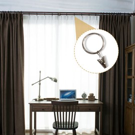 20Pcs Metal Curtain Rings with Clips, 32mm/1.26in Inner Diameter Shower Curtain Rings with Metal Clips and Hooks, Heavy Duty Drapery Curtain Ring Clips for Rods (Silver)