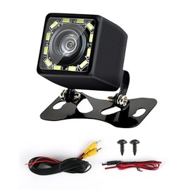 Car Rear View Camera with Ultra HD 1080P, 170° Wide Angle, 12 LED Night Vision, IP68 Waterproof, 12V-24V Reversing Camera for Cars, Trucks, SUVs, Motorhomes, Pickups, Vans, with Cable for Easy