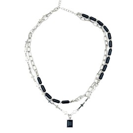 Christian Cross Pendant Necklace Set - Non-Tarnish Layered Jewelry for Women - Ideal Christian Gifts - Trending Bisuteria Fina Para Mujer (Silver Double Cross Chain)