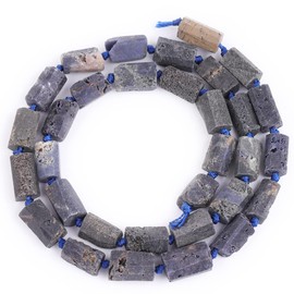 GEM-Inside - 28 abalorio de chakra con forma última intervensión facetada de cuarzo de zafiro azul natural de 8 x 12 mm, para hacer joyas, cadena completa de 38 cm, piedra curativa de energía