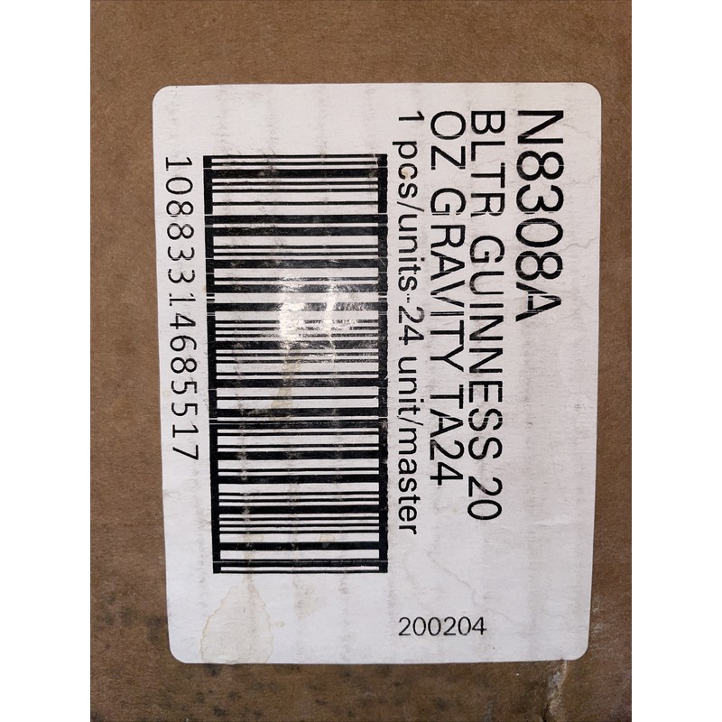 Guinness 20 oz Gravity Glass Factory Fresh