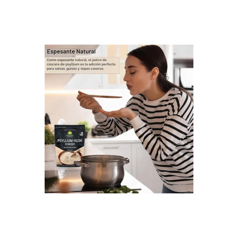 “Polvo de Cáscara de Psyllium (10 OZ), Sin Gluten, Sin