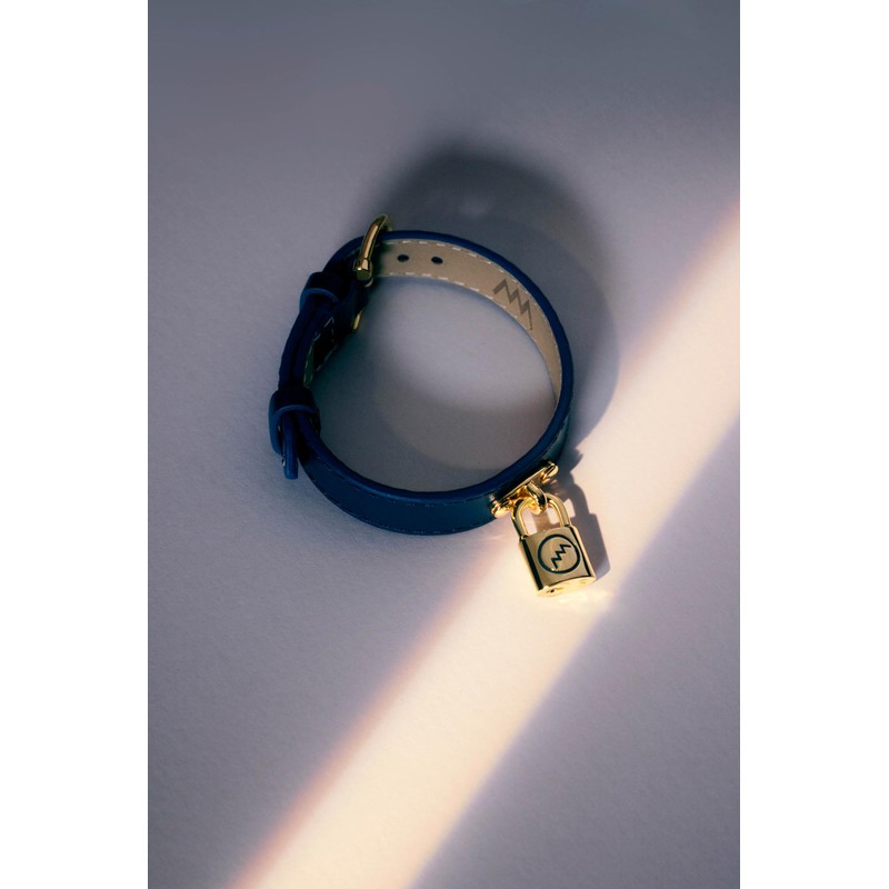 All We Are Sloth Padlock Leather Bracelet for Women (Gold/Navy)