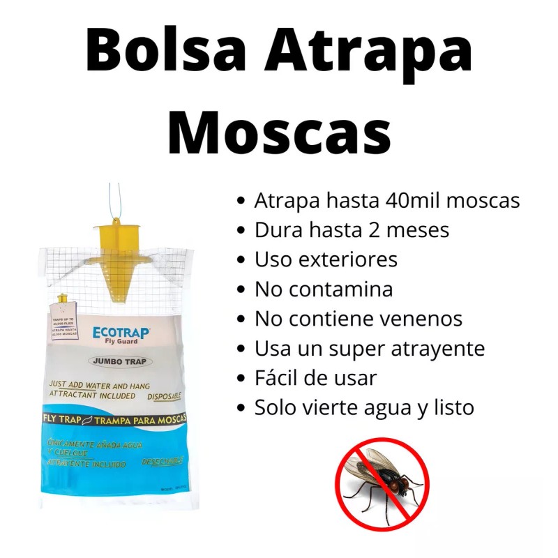 Ecotrap Mata Moscas Trampa Para Moscas Cebo Atrayente Jumbo Exterior