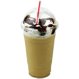 [100 Pack] 24 oz BPA Free Clear Plastic Cup With Dome Lid for Iced Cold Drink Coffee Tea Smoothie Juice Bubble Boba Frappucino, Disposable, Extra Large Size