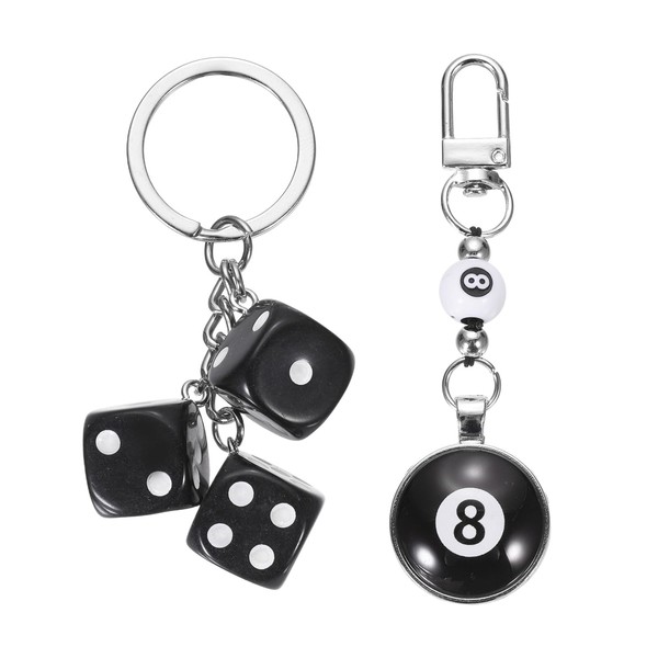 PATIKIL 8 Ball Keychain, Lucky 8 Pool Balls with Dice