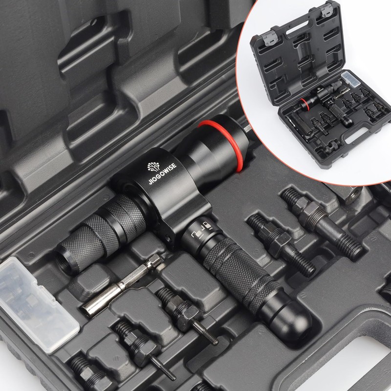 JIOGOWISE 2-in-1 Design Cordless Rivet Gun Adapter and Rivet Nut
