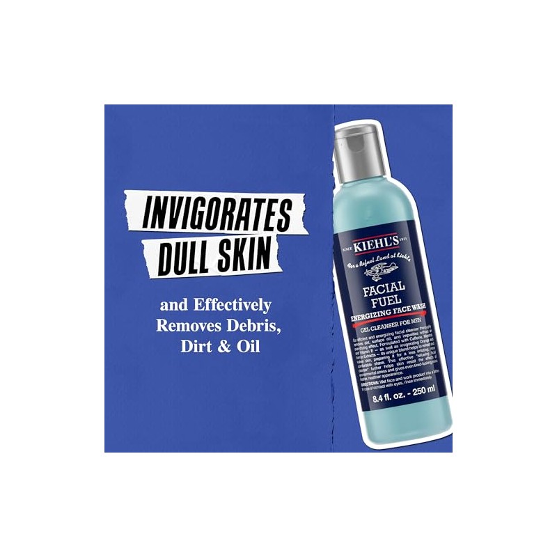 Kiehl Facial Fuel Energizing Face Wash Gel Limpiador Hombre Refrescante