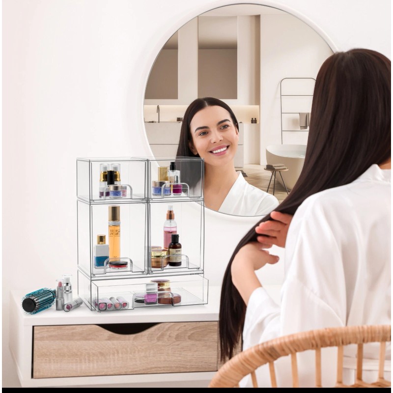 Sorbus Acrylic Organizer Storage Drawers (4 Flat Drawer)