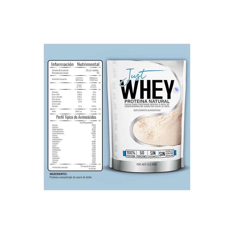 BHP JUST WHEY PROTEINA NATURAL| WHEY PROTEIN| SIN SABOR| 100%