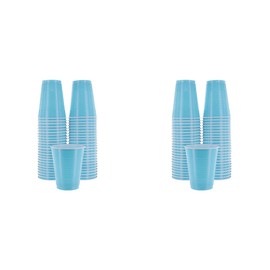 Amcrate Light Blue Colored 18-Ounce Disposable Plastic Party Cups - Ideal for Weddings, Party’s, Birthdays, Dinners, Lunch’s. (Pack of 50) (Two Pack)