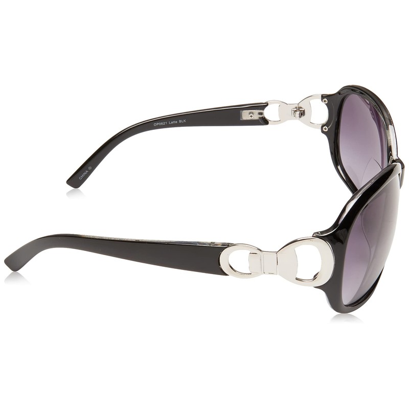 Foster Grant Gafas de lectura ovaladas para mujer, Negro/Transparente, 62
