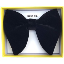 Justar Men's Velvet Bow Ties Pre-Tied Oversized Bowtie Formal Tuxedo Butterfly Big Bowties (Black)