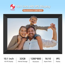 FRAMEO Digital Photo Frame WiFi 32 GB Digital Photo Frame 10.1 Inch 1280 x 800 IPS LCD Touch Screen Smart Cloud Photo Frame with Automatic Rotation Moments Share Immediately via the Frameo App
