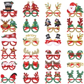 Itoyx 24PCS Christmas Glasses, Christmas Party Glasses Decorations Christmas Eyewear Accessories Favors, Christmas Tree Santa Claus Photo Booth Props Costume