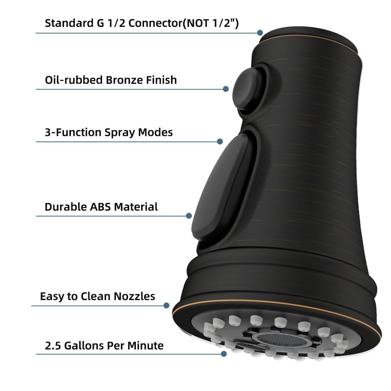 iFealClear Universal Pull Down Kitchen Faucet Spray Head, 3 Function
