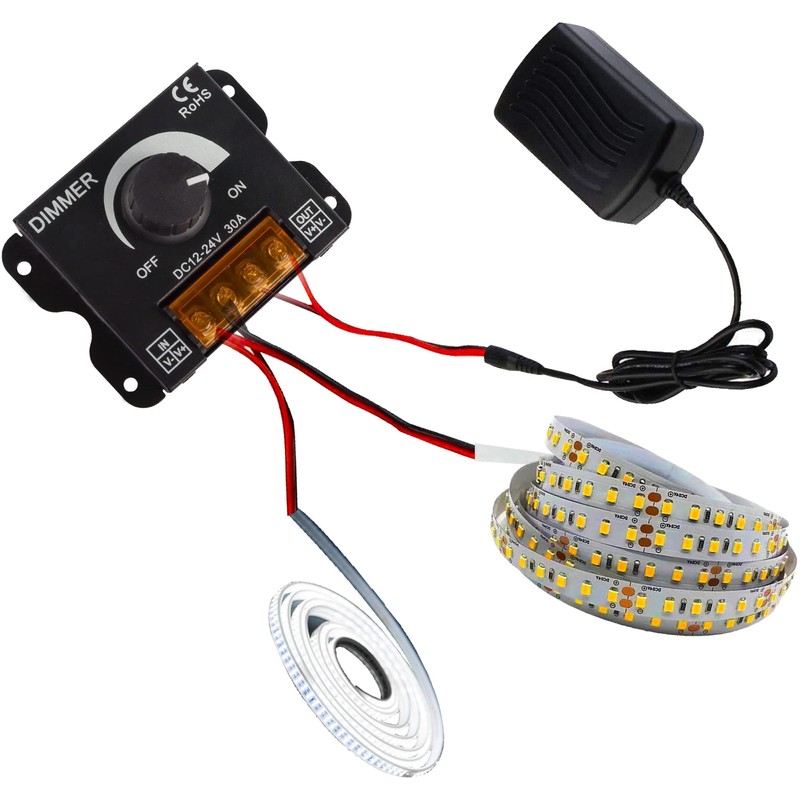 MEIRIYFA LED Light Strip Dimmer,DC 12V-24V 30A LED Light Strip