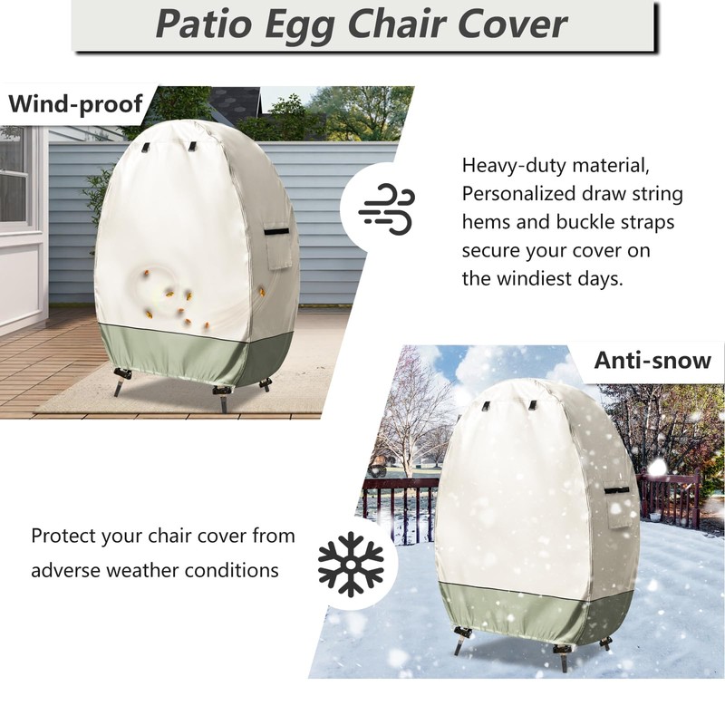 Sobana Sobana Outdoor Egg Chair Cover with Double Zipper,Waterproof Dust