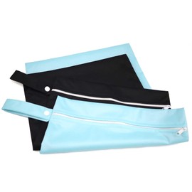 KLEHOPE Wet Bag Swimming Pack of 2 Zip Bags Waterproof with Handles and Zips, Waterproof Laundry Bag, Black and Blue, for Travel, Home, Fitness, Black, Blue