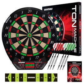 Winmau Ton Machine Electronic Dart Board - Soft Tip Dartboard for Adults, Dart Board Set with 90+ Games & Digital Scoreboard for 8 Players - 2 Sets of Soft Tip Darts, Throwing Line & Plastic Tips