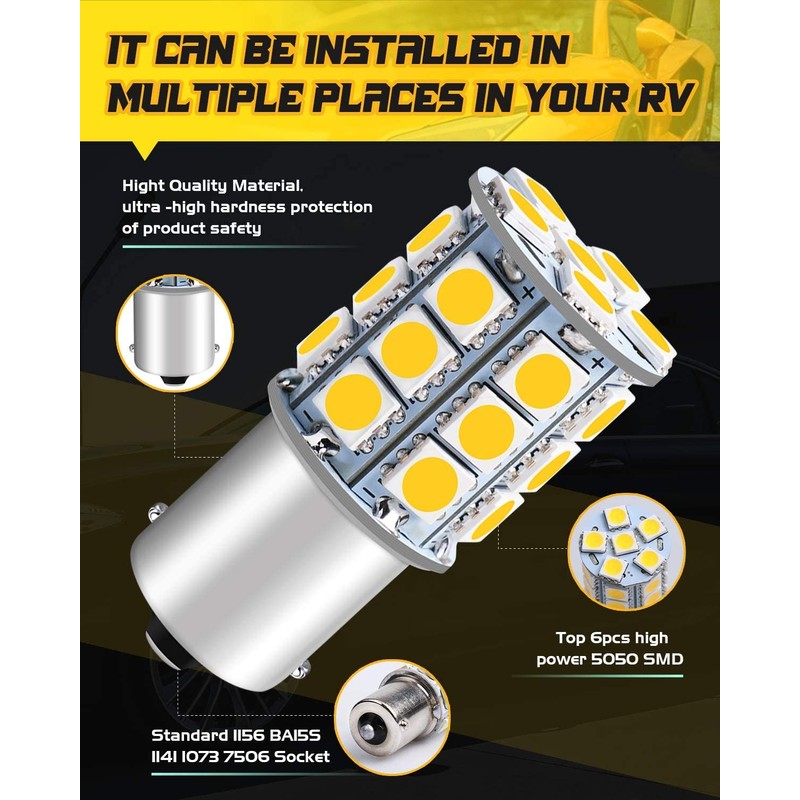 Qoope 1156 1141 LED Bulb Warm White Super Bright 1003