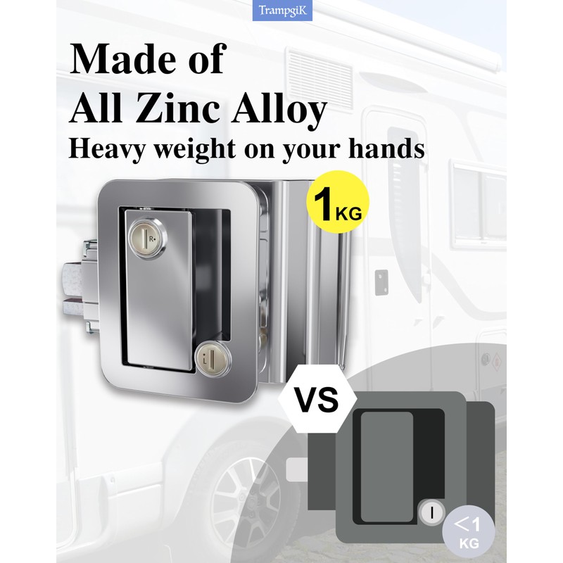 TrampgiK RV Door Lock, Fit 3.65" x 2.95" Lock Hole,
