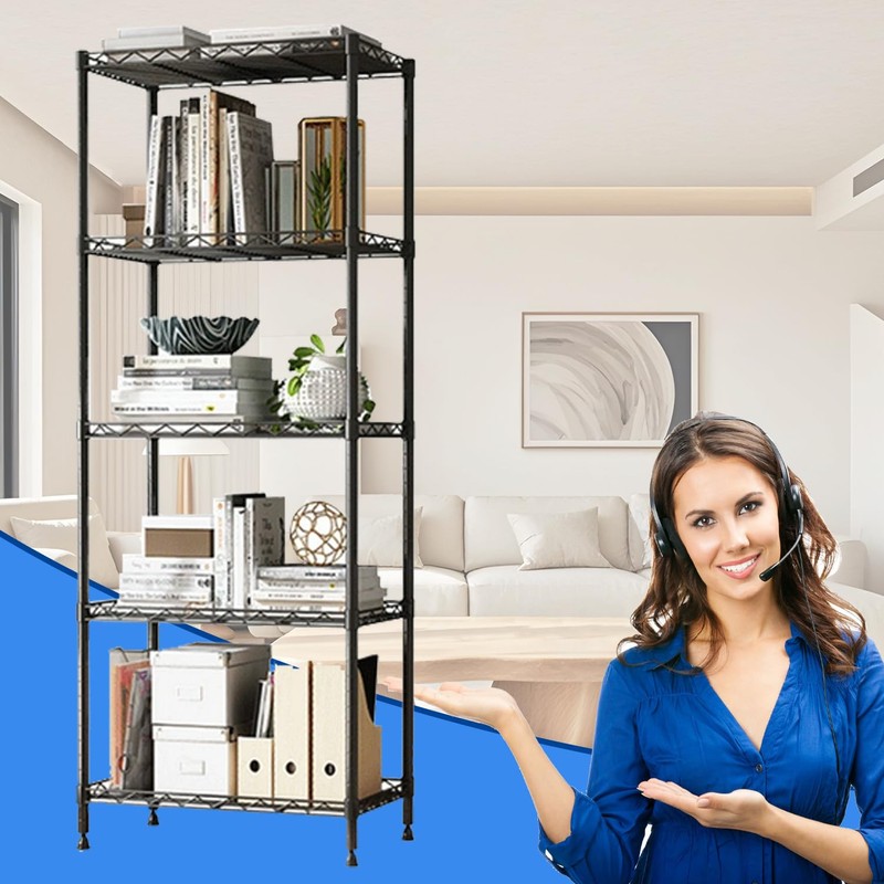 Storage Shelves 5 Shelf Wire Shelving Adjustable Metal Shelving 1250