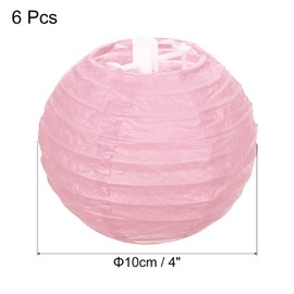 PATIKIL 6 Pcs 10cm Round Folding Hanging Lamp Shade for Wedding Home Party Festival Celebration Pink