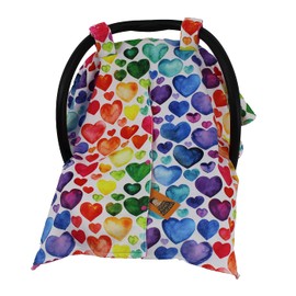 DEAR BABY GEAR Heart Deluxe Car Seat Canopy - Double Layer, Bright Colored Hearts, Hot Pink Smooth, Hot Pink, 40 x 30 Inches